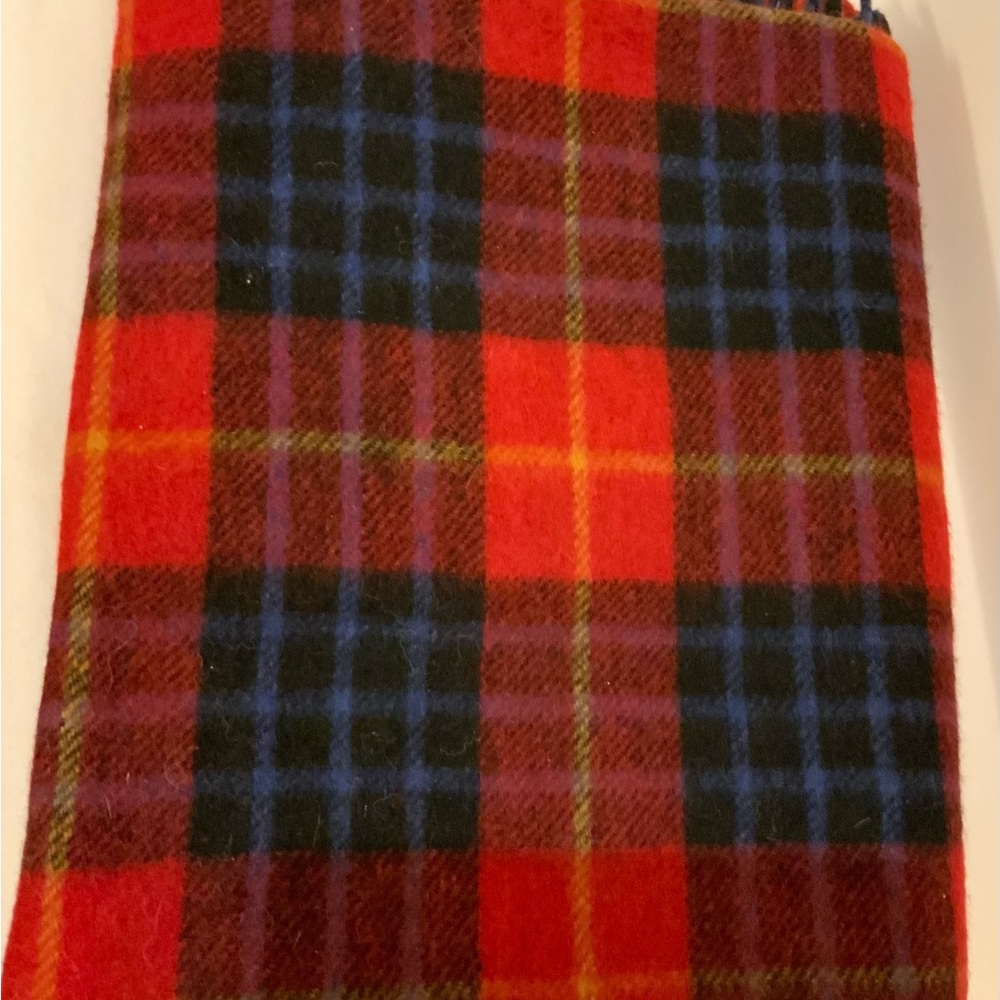 Red Tartan Wool Fringe Throw 4 1/2 x 5